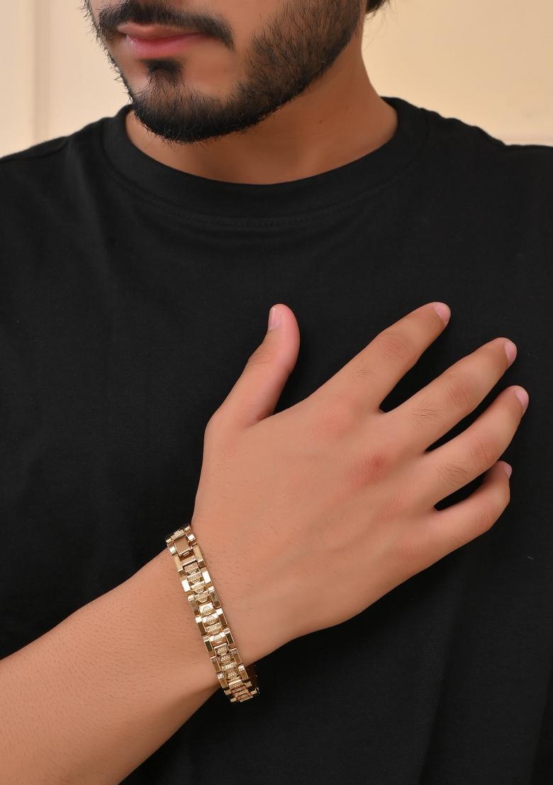 Mengold Toned Textured Tungsten Steel Magnetic Bracelet