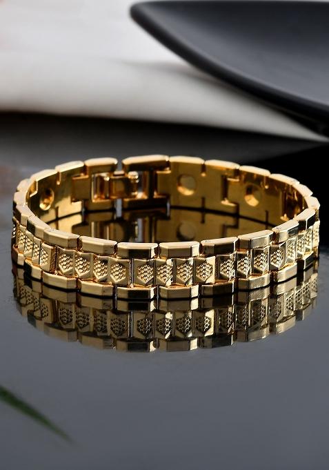 Mengold Toned Textured Tungsten Steel Magnetic Bracelet