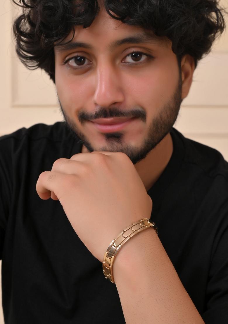 Classic Gold Toned Stainless Steel Power Element Bracelet