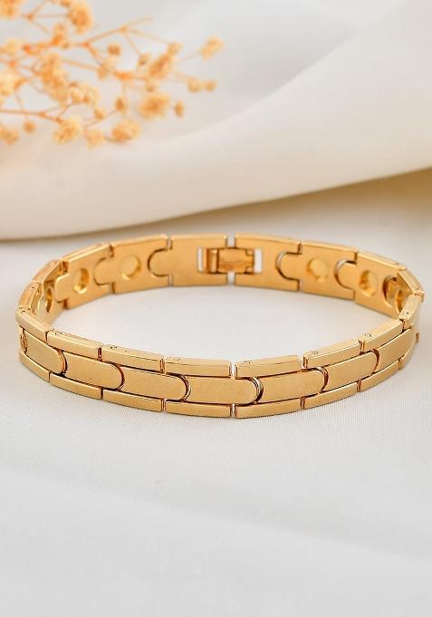 Classic Gold Toned Stainless Steel Power Element Bracelet