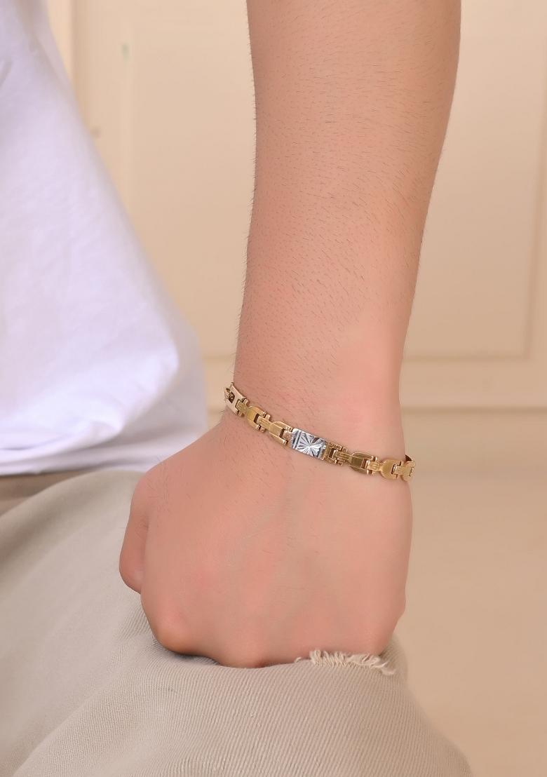 Menelegant Two Tone Gold And Silver Link Bracelet