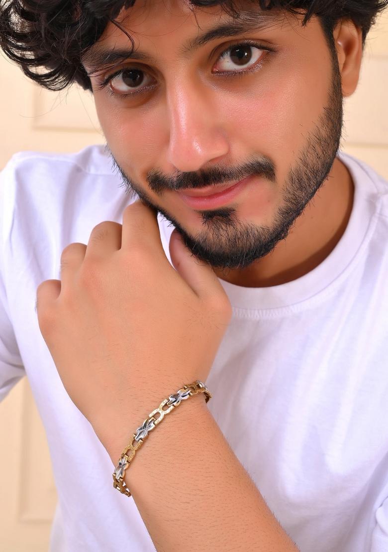 Men Gold Plated And Silver Toned Exquisite Alloy Link Bracelet