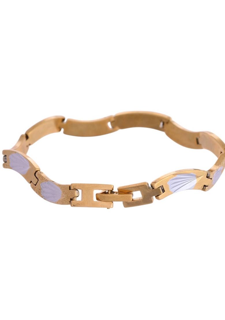 Men Gold Plated And Silver Toned Exquisite Waved Linked Bracelet