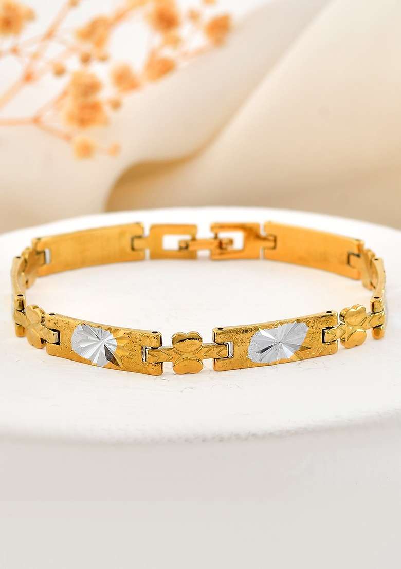 Mendouble Toned Stainless Steel Textural Linked Bracelet - Indya