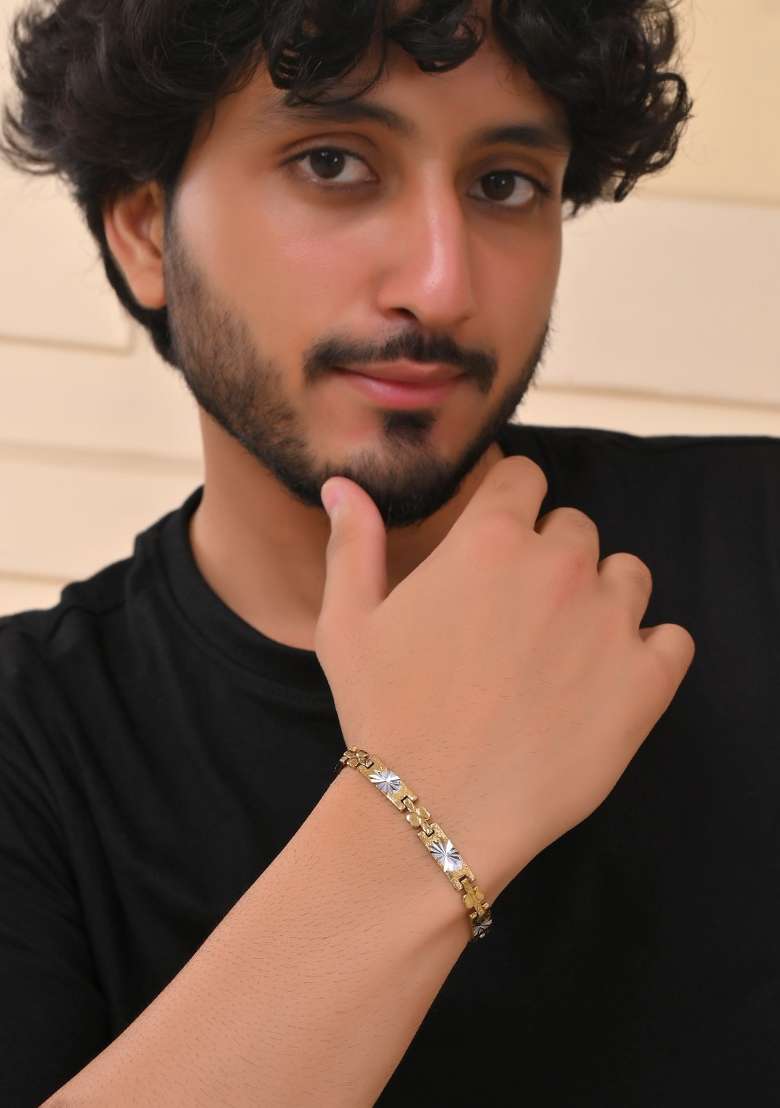 Mendouble Toned Stainless Steel Textural Linked Bracelet - Indya