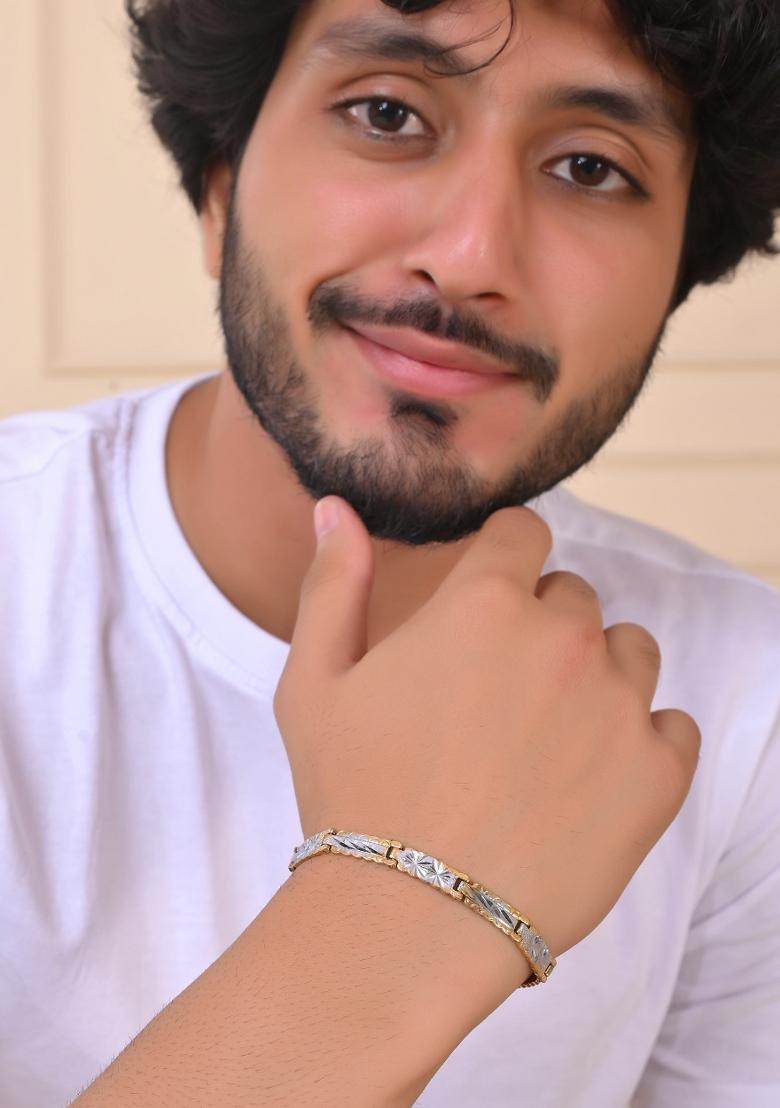 Mendouble Toned Textural Linked Bracelet