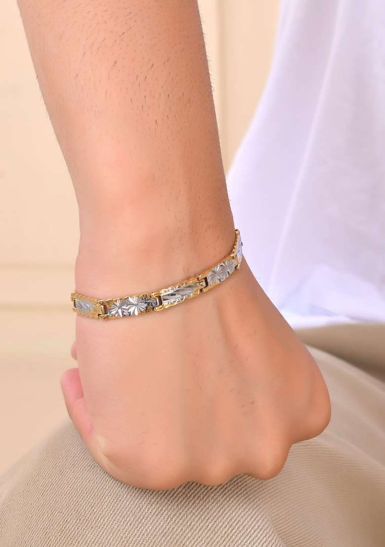 Mendouble Toned Textural Linked Bracelet - Indya