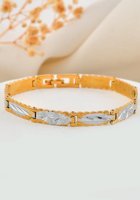 Mendouble Toned Textural Linked Bracelet