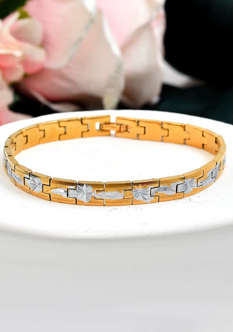 Mendouble Toned Textural Stainless Steel Bracelet - Indya