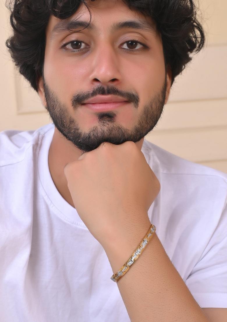 Mendouble Toned Textural Stainless Steel Bracelet