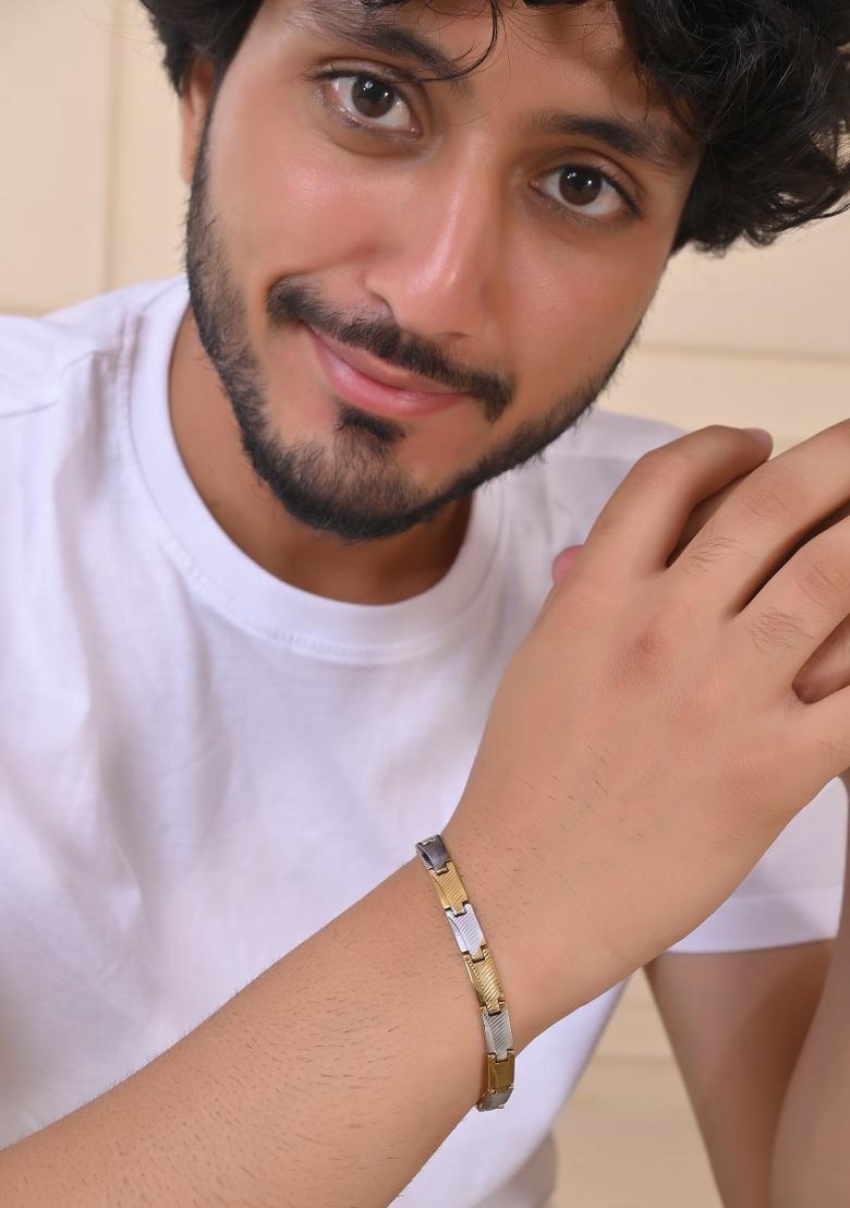 Dual Toned Alloy Bracelet For Men