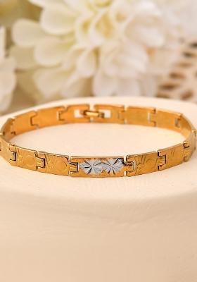 Gold And Silver Toned Stainless Steel Linked Bracelet For Men