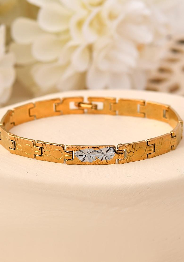 Gold And Silver Toned Stainless Steel Linked Bracelet For Men