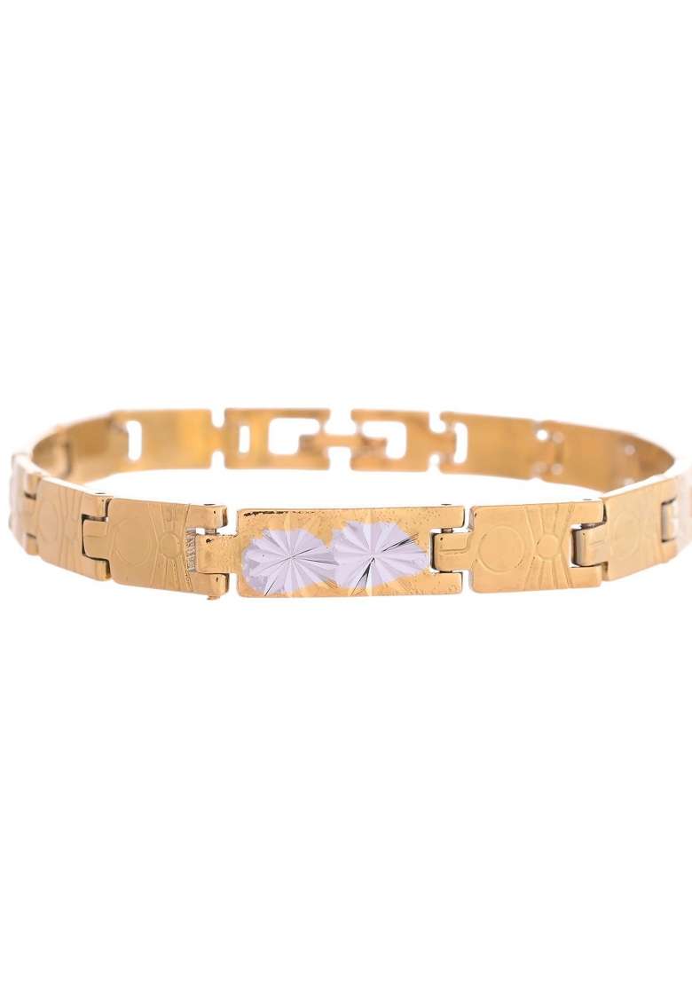 Gold And Silver Toned Stainless Steel Linked Bracelet For Men - Indya
