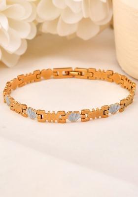 Gold And Silver Toned Stainless Steel Designer Bracelet For Men