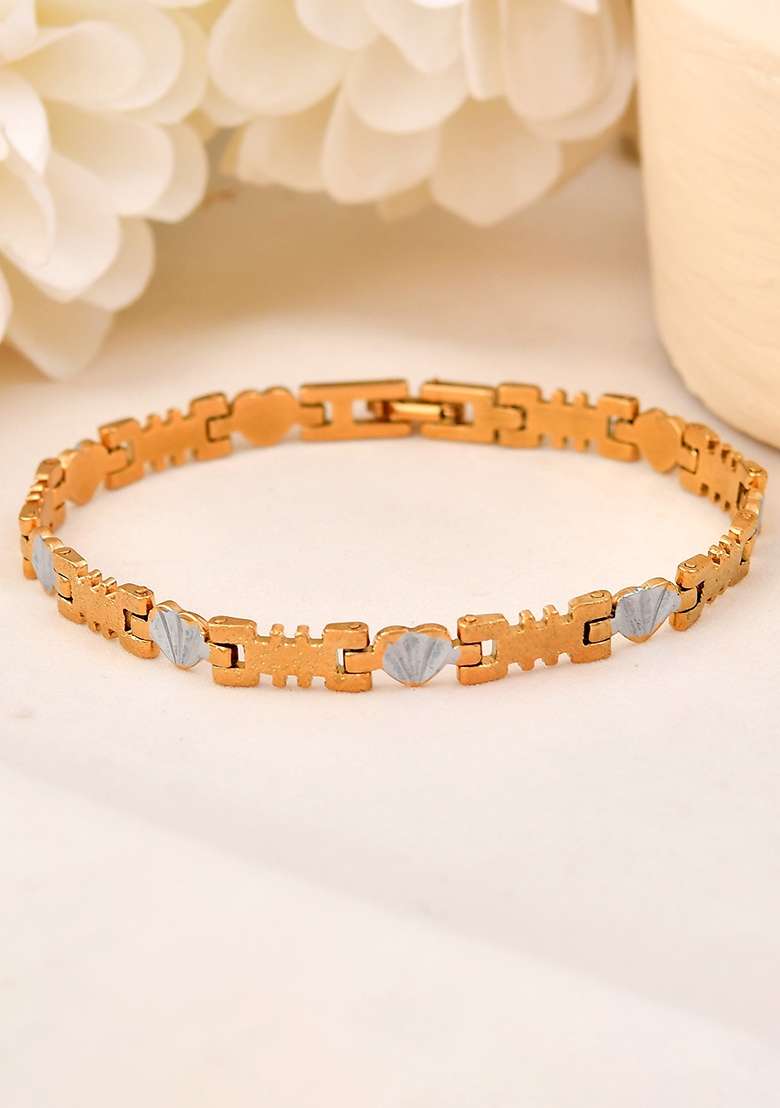 Gold And Silver Toned Stainless Steel Designer Bracelet For Men - Indya