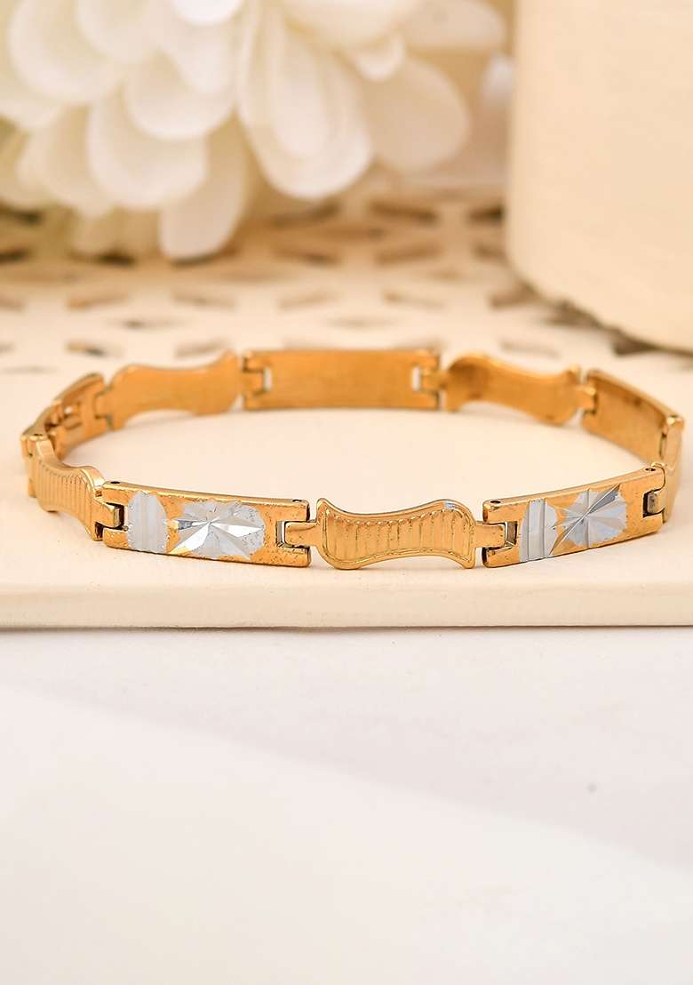 Double Toned Textural Designer Linked Bracelet For Men - Indya
