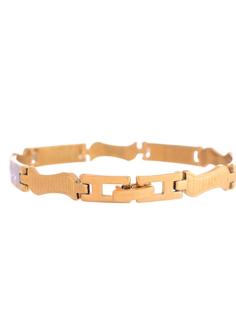 Double Toned Textural Designer Linked Bracelet For Men