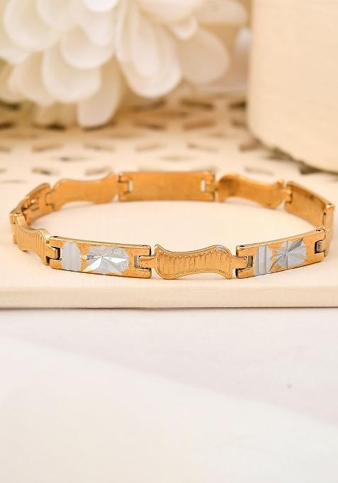 Double Toned Textural Designer Linked Bracelet For Men