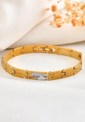 Dual Plated Textural Designed Linked Bracelet For Men