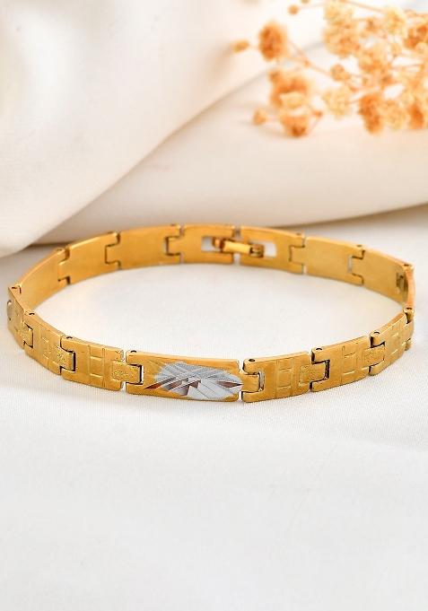 Dual Plated Textural Designed Linked Bracelet For Men