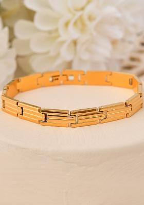 Gold Plated Linked Designed Bracelet For Men