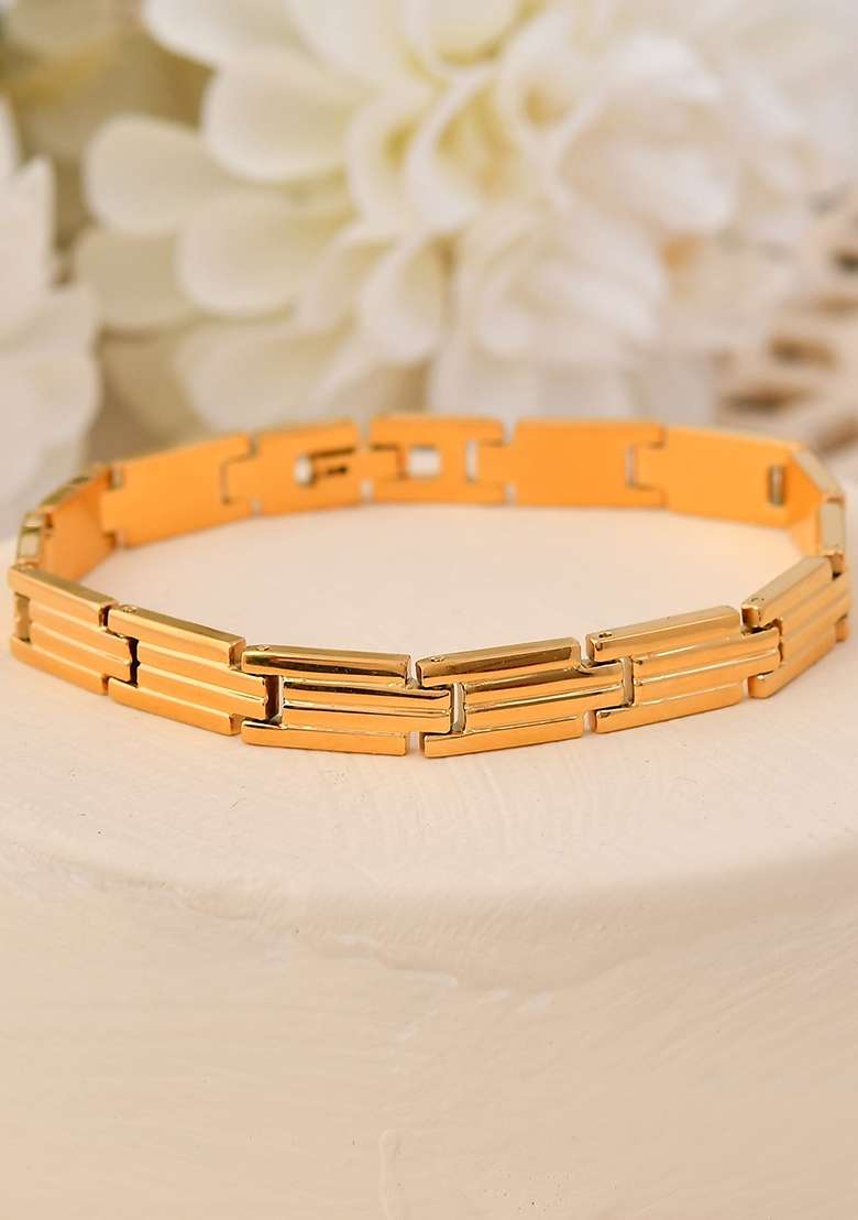 Gold Plated Linked Designed Bracelet For Men