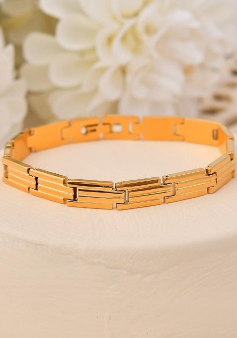 Gold Plated Linked Designed Bracelet For Men'S