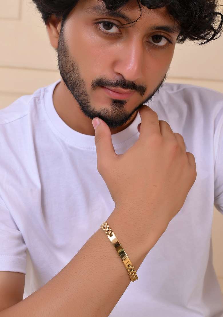 Men Gold Plated Link Bracelet - Indya