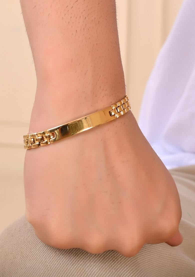 Men Gold Plated Link Bracelet