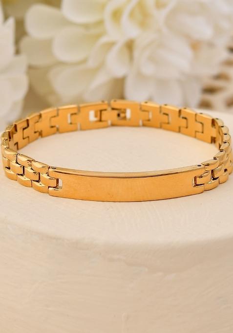 Men Gold Plated Link Bracelet