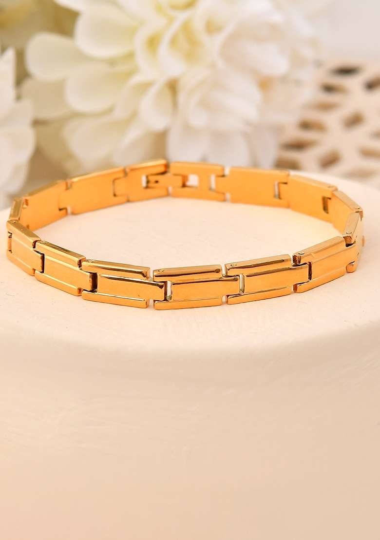 Gold Toned Linked Minimal Bracelet For Men