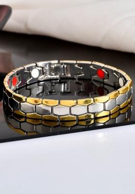 Silver And Gold Plated Minimal Geometrical Shaped Menbracelet