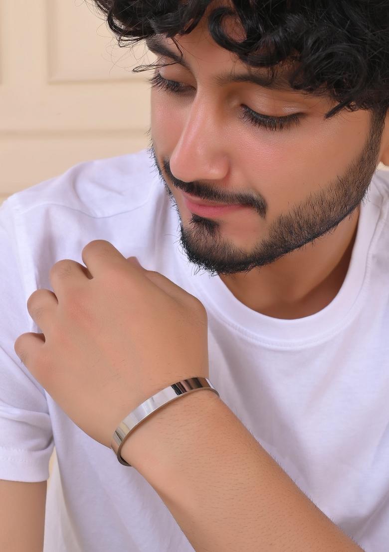 Silver Plated Stainless Steel Kada Bracelet