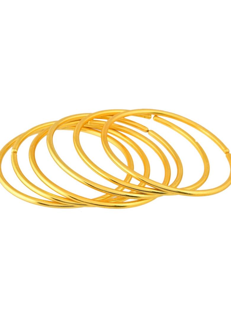 Set Of 6, 18K Gold Toned Anti Tarnish Bangles