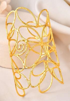 Statement Gold Cutout Leaf Cuff Bracelet