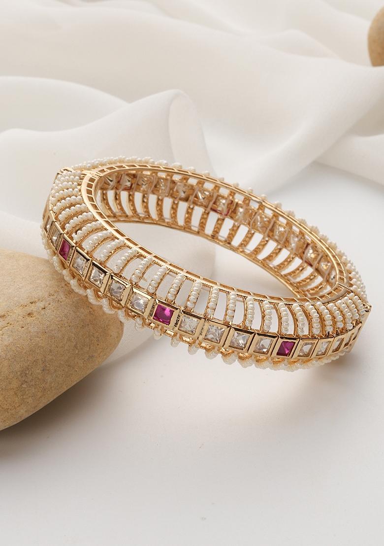 Red Rose Gold Polki Kada