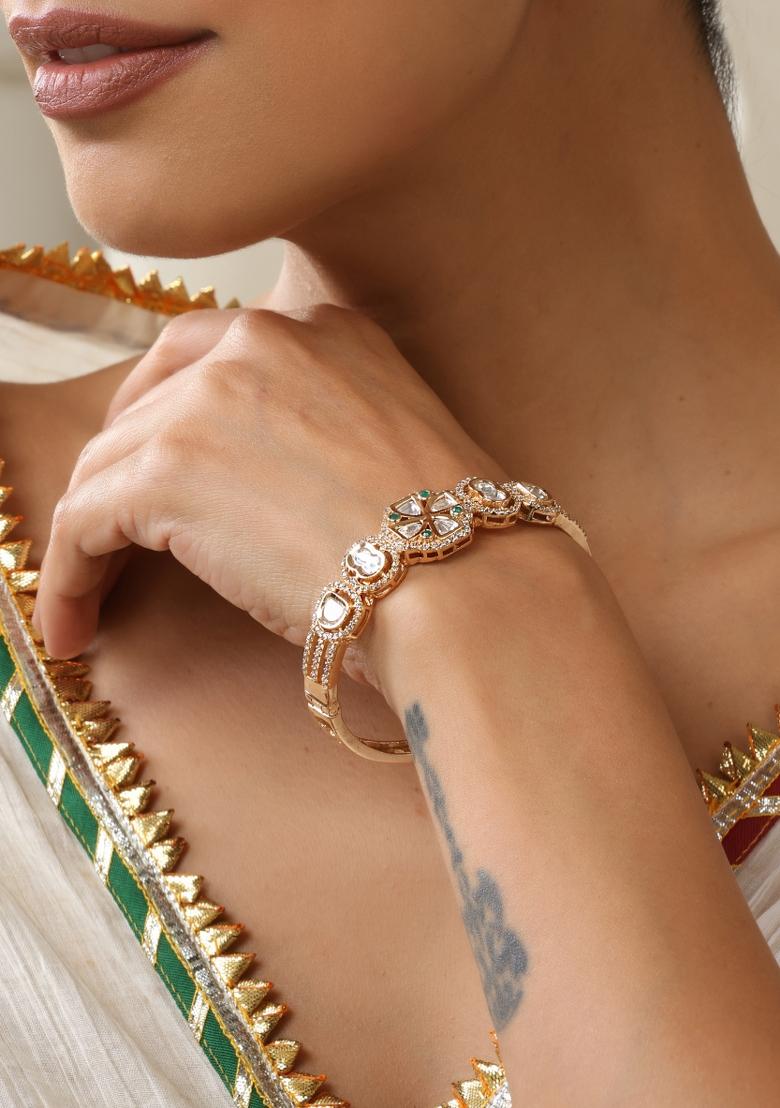 Green Rose Gold Polki Bracelet