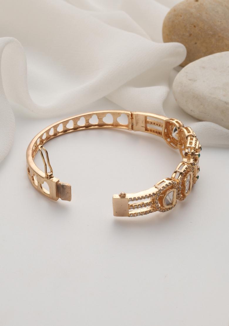 Green Rose Gold Polki Bracelet
