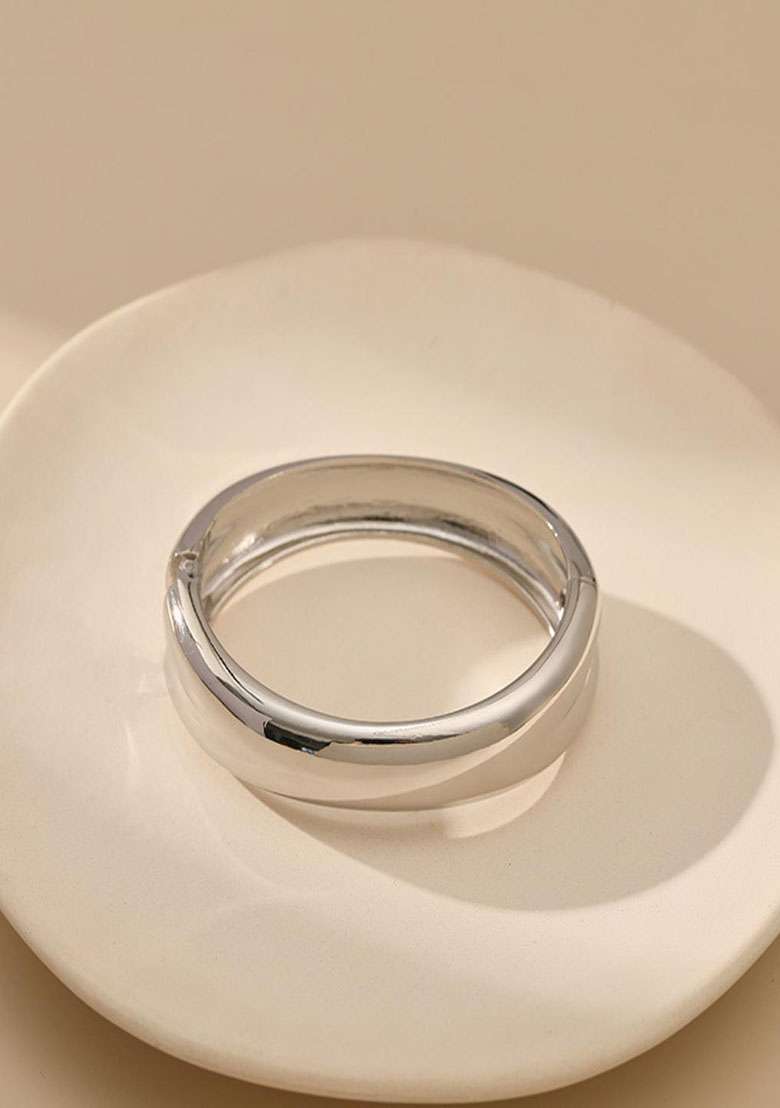 18K Silver Plated Waterproof Antitarnish Open Kada Bracelet - Indya