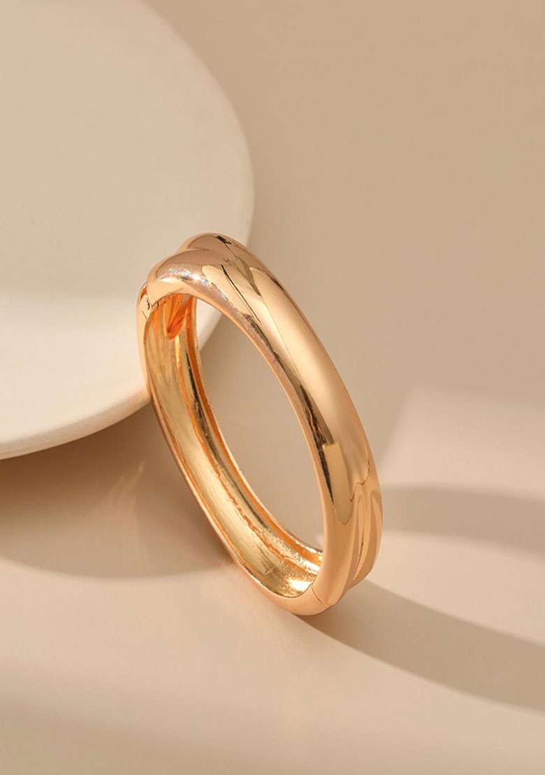 18K Gold Plated Waterproof Antitarnish Open Kada Bracelet - Indya