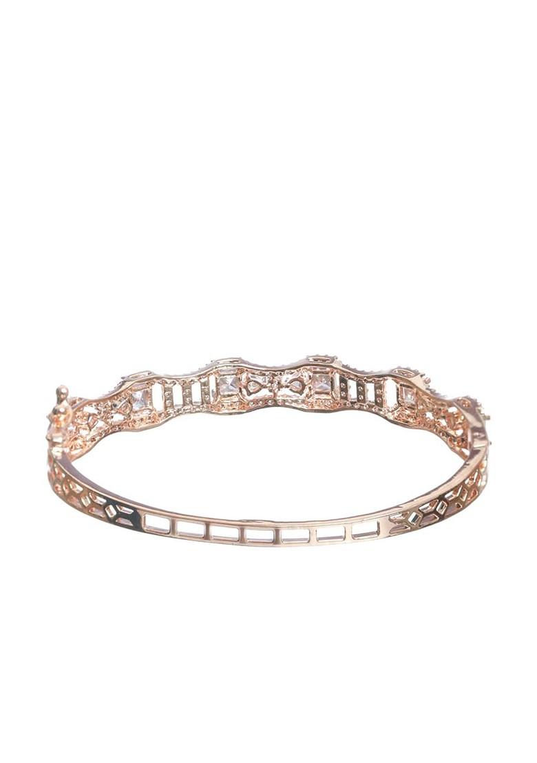 Women Brass American Diamond Handcrafted Rose Gold Plated Bracelet