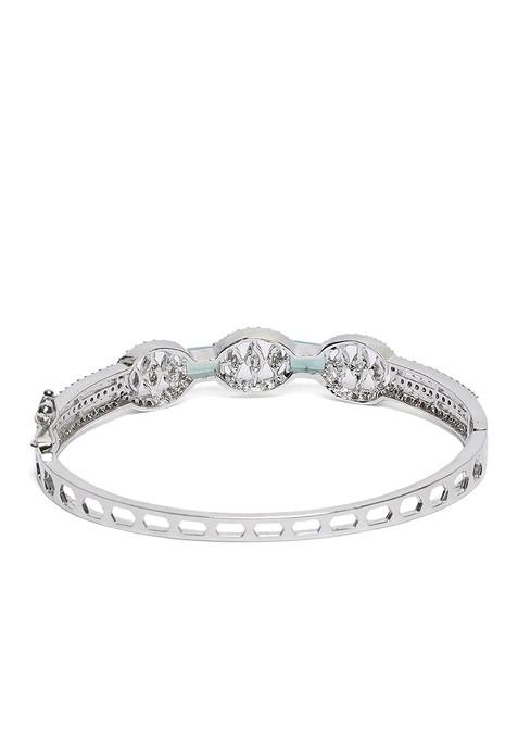 Women Green Silver Plated Bangle Style Bracelet
