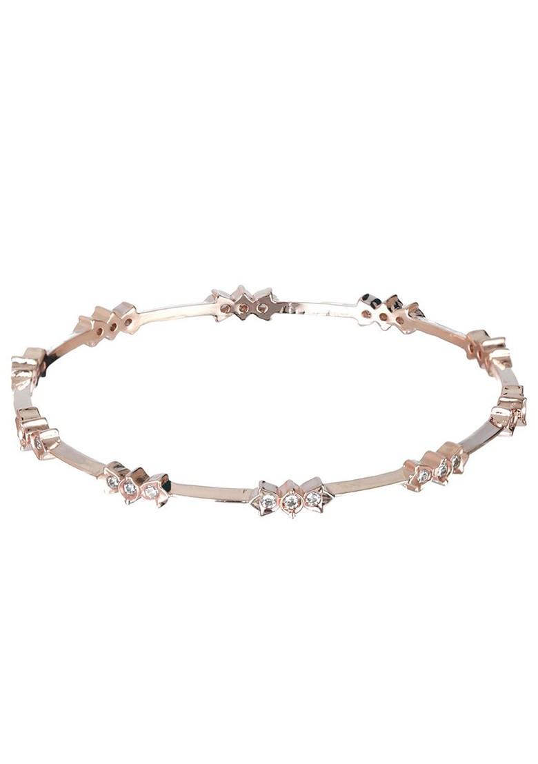 Set Of 2 Rose Gold Plated Rose Gold Toned Ad Studded Bangles