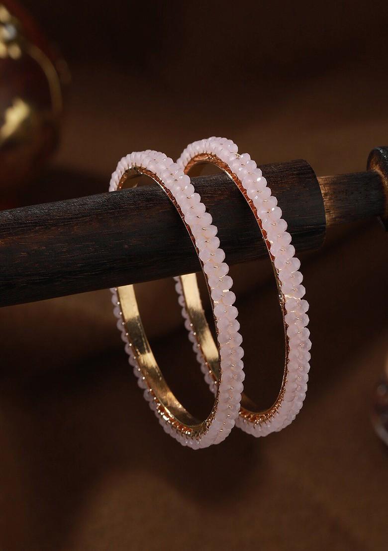 Set Of 2 Gold Plated Crystal Beaded Bangles