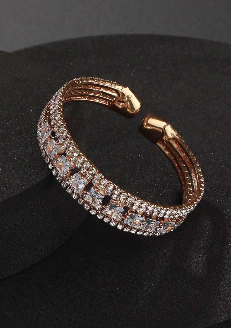 Women Rose Gold Plated Kada Bracelet - Indya