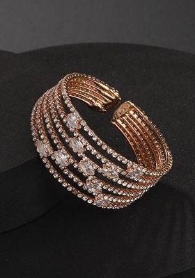 Women Crystals Rose Gold Plated Kada Bracelet