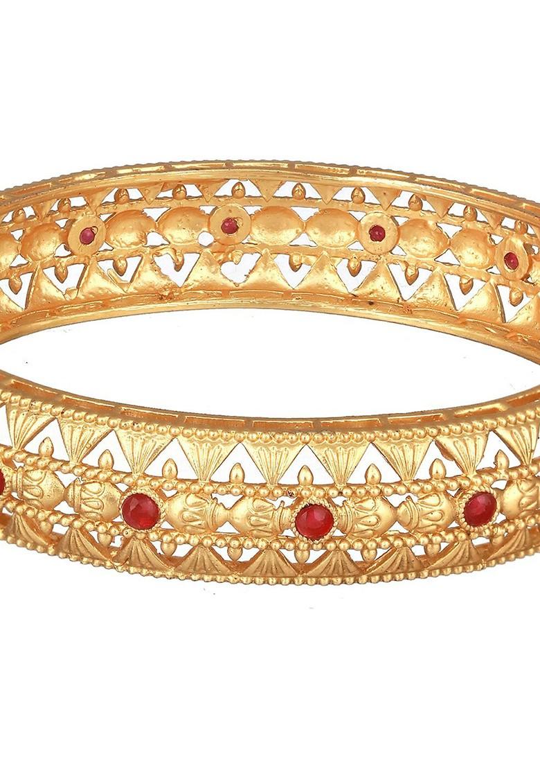 Set Of 2 22K Gold Plated Stones Studded Bangles