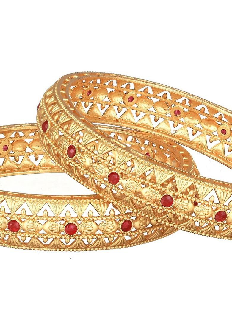 Set Of 2 22K Gold Plated Stones Studded Bangles