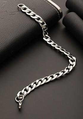 Men Silver Plated Stainless Steel Link Bracelet